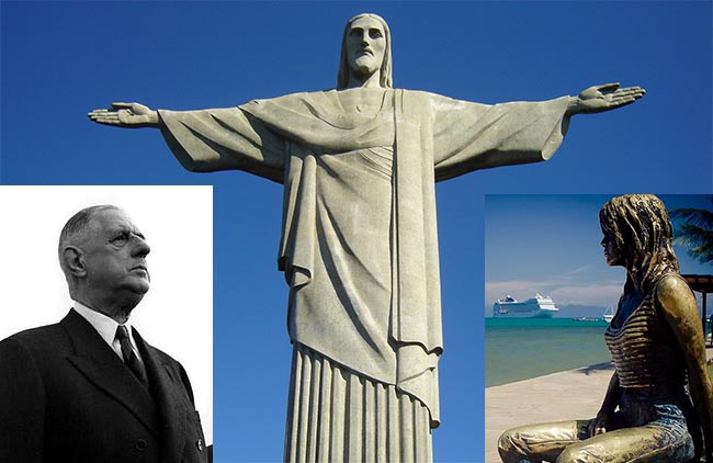 O Cristo Redentor, de Charles de Gaulle e Brigitte Bardot: esperança, critica e piada sobre o Brasil