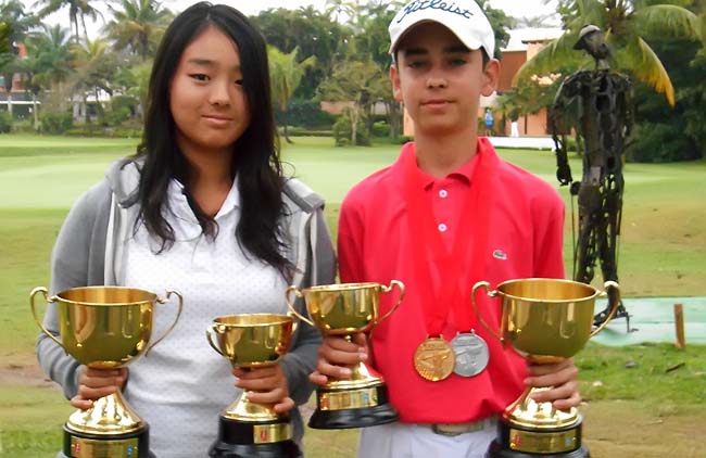 Esther e Kaio: campeões da etapa do Guarujá do gofle juvenil paulista