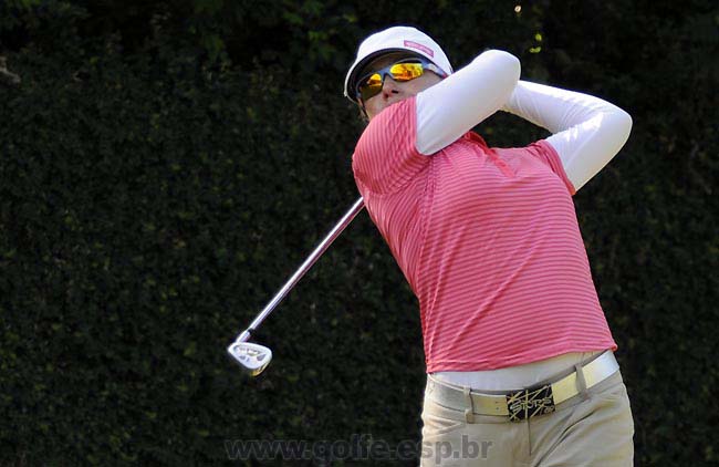 Stupples jogando no extinto torneio de golfe do LPGA no Rio de Janeiro: sem tacos para 2013