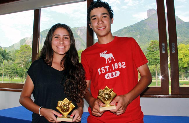 Celia e Balestrin: campeões da abertura do circuito carioca de golfe juvenil. Foto: Fábio Vicente