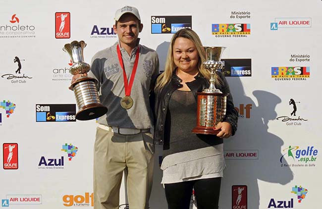 Pepê e Carla: campeões do Aberto de Golfe do Estado de São Paulo de ponta a ponta