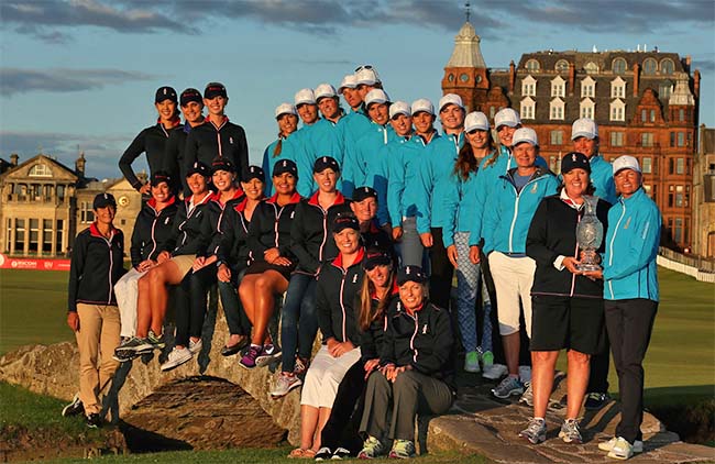 EUA e Europa posam para fotos em St. Andrews, durante o Open: o melhor do golfe feminino mundial