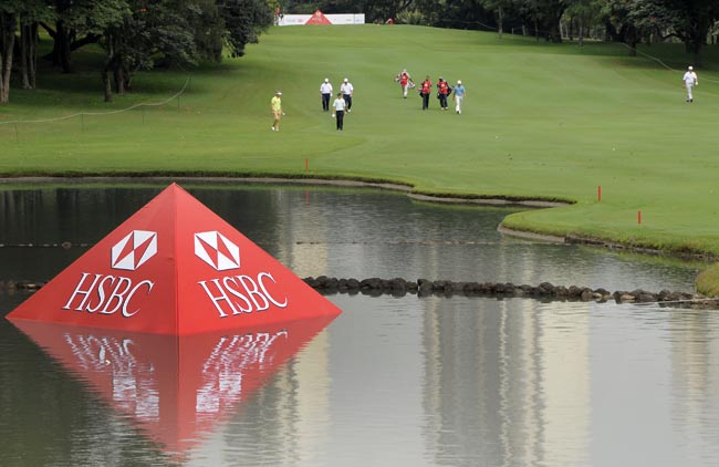 Vista do tee e raia do buraco 18: um final desafiador para o torneio de golfe do HSBC no SPGC