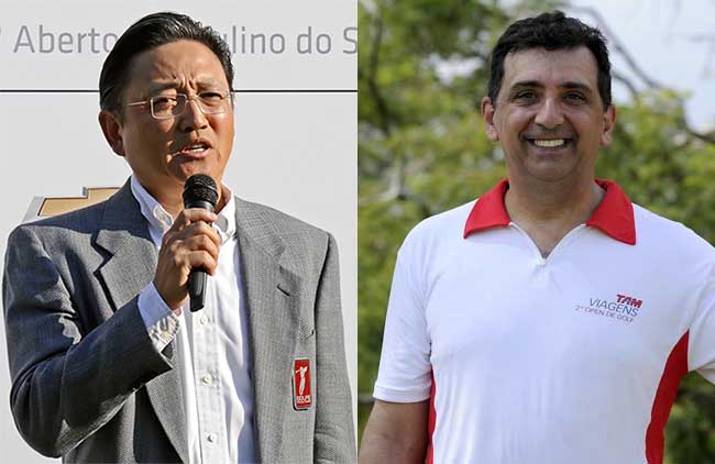 Jorge Saeki e Antonio Padula: os dois candidatos à presidência da Federação Paulista de Golfe