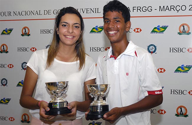 Giulia Malmann e Herik Machado: campeões da etapa de golfe juvenil do RS no desempate