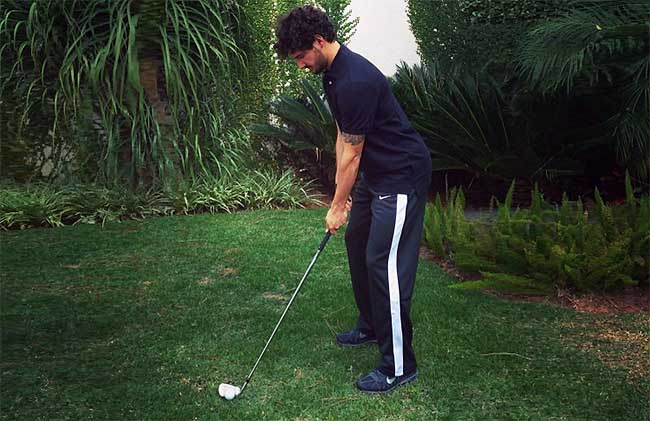 Pato posa para foto com taco e bola de golfe: 