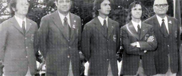 Rafael Navarro, Ricardo Rossi, Priscillo Diniz, Jaime Gonzalez e Jesse Rinehart Jr.: medalha de bronze no Mundial Amador de Golfe por Equipes, Troféu Eisenhower, de 1974