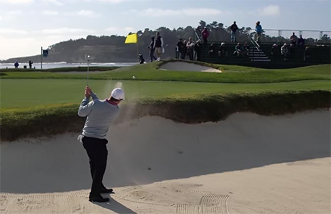 Rubinho no treino desta quarta no campo de golfe de Pebble Beach: dois birdies e volta de 73 tacadas