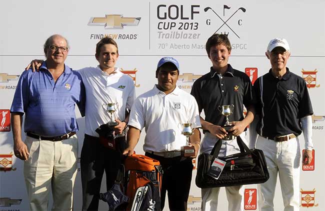 Mário Najm, Pepê, Alvarez, Lucas e Jaime Ardila, da GM: os melhores amadores do Aberto de golfe do SPGC