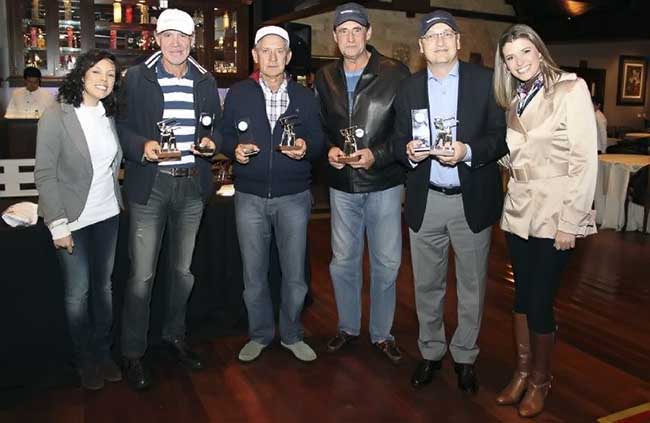 Camila Uete, Arlindo Brun Jr, Marcos Zanier,Francisco Klimovicz, André Fauth e Paula Melo no torneio de golfe da Nespresso no Graciosa