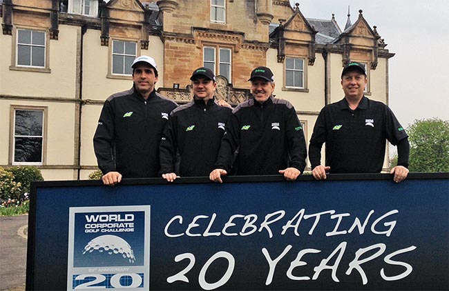 Douglas Delamar, Paulo Cabernite, Wagner Martins e Giovani Gávio no WCGC de golfe de 2014, na Escócia