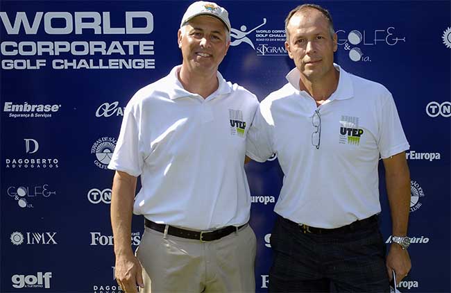 Batista e Fischel: classificados na seletiva brasileira para jogar o mundial de golfe corporativo na Espanha