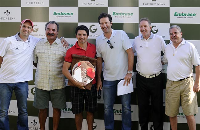 Pedro Martins, Alfredo Breda, Felipe Almeida, Beto Dias, Wagner Martins e Luiz Fernando Araujo, no encerramento do 8º Aberto de Golfe Fazenda da Grama - Embrase