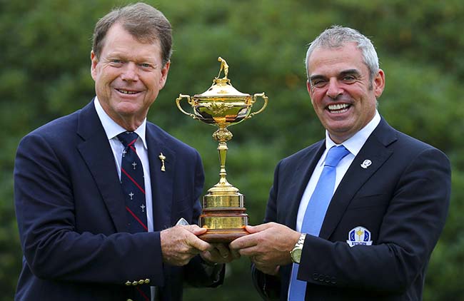 Tom Watson e Paul McGinley, com a Ryder Cup: cordiais inimigos na maior batalha do golfe mundial