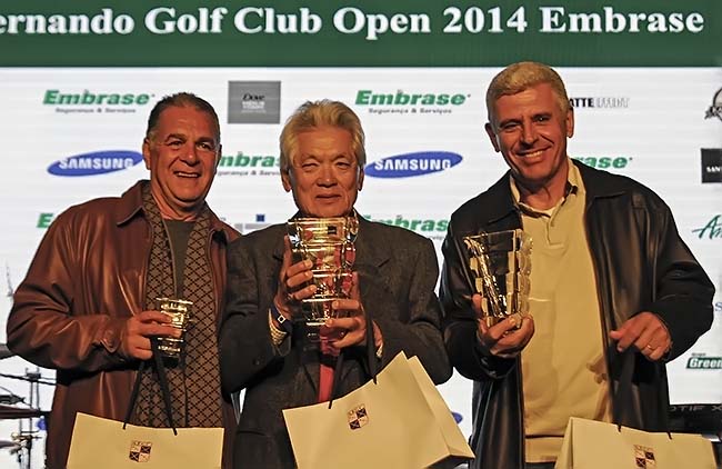 Rubens Amaral. Shigeru Nishikawa e Eduardo Bradaschia: pódio da 14,1 a 19,4 na segunda etapa do aberto de golfe do São Fernando