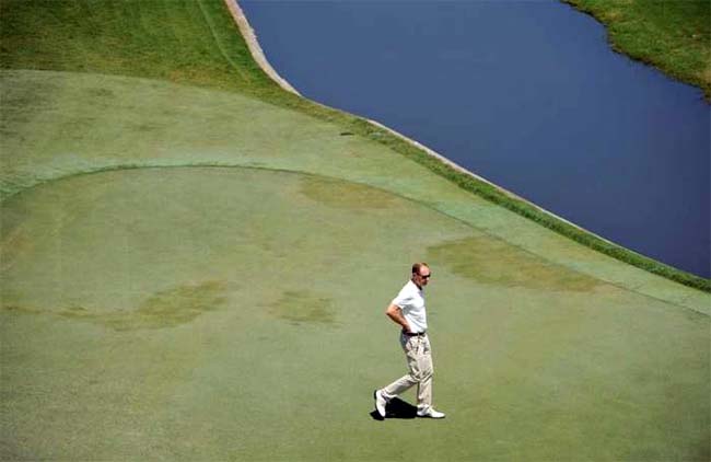 Tentativas desesperadas para deixar os greens do TPC Saegrass em condições de receber o torneio de golfe mais bem pago da temporada continuam, mas situação é ruim