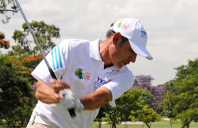 Ronaldo, da equipe YKP/Azeite 1492: melhor volta da semana para assumir liderança no torneio de golfe do PL