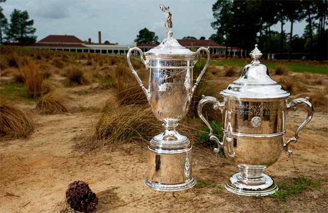 Os troféus dos US Opens, masculino e feminino, em Pinehurst nº 2: duas semanas de emoção no golfe