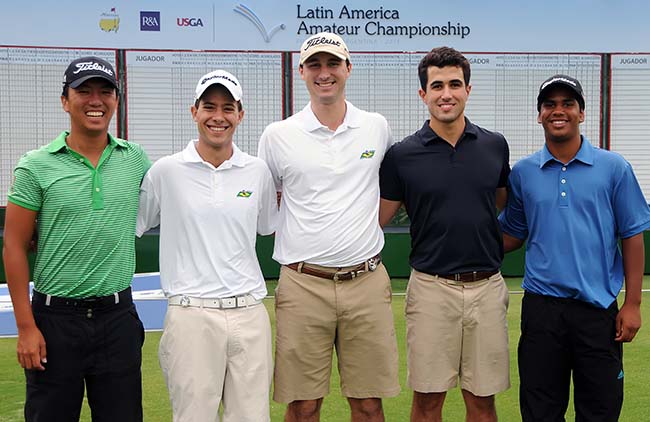 Kenji, Junqueira, Tourinho, Tomaz e Herik, no Pilar: brasileiros em busco do sonho de jogar em Augusta