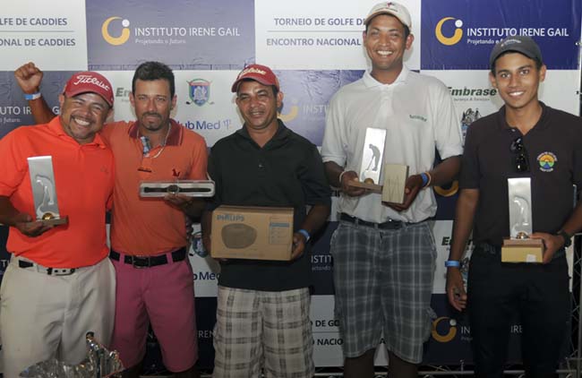 Waldecy Souza, Rodolfo Delgado, Carlos Alberto Maciel, Ronaldo Goncalves e Patrick da Silva terminaram nas cinco primeiras colocações no torneio de golfe dos caddies