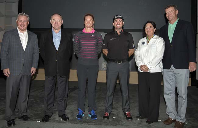 Ty Votaw, Peter Dawson, Suzann Pettersen, Graeme McDowell, Amy Alcott e Gil Hanse, durante o Olympic Golf Forum, no PGA Merchandise Show