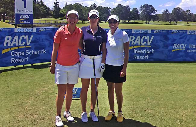 Vicky e amigas no treino desta quarta: brasileira pronta para segunda temporada de golfe no LET