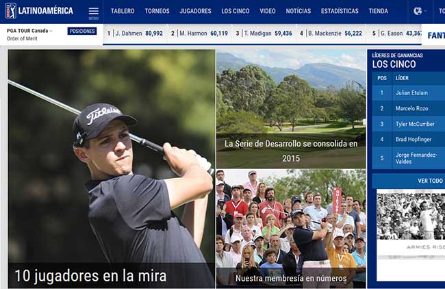 Becker em destaque no site do PGA Tour LA, circuito de golfe de acesso ao Web.com Tour