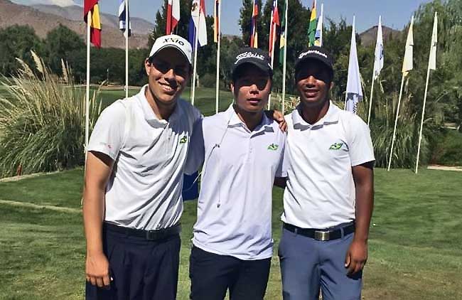 Paulo Mattos, Pedro Nagayama e Herik Machado: primeiro pódio masculino do Brasil em vinte anos no golfe juvenil sul-americano