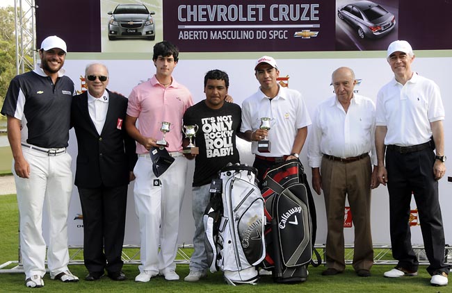 Lombardi, Gama, Luigi, Alvarez, Cerda, Luiz Arhtur e Jaime Villar, da GM: Aberto de golfe Internacional