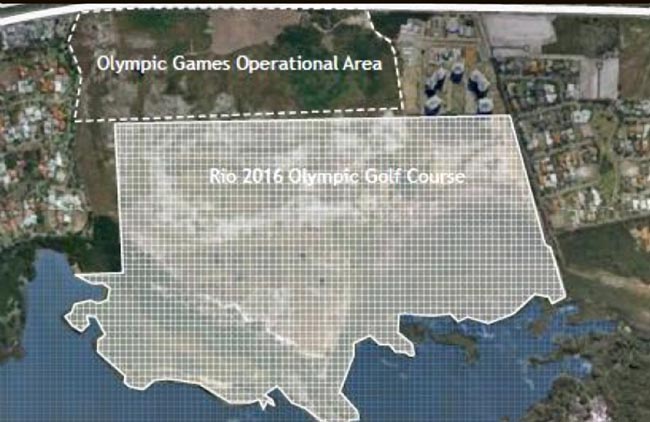      Área da Riserva Uno: local das instalações operacional e do campo de golfe olímpico de 18 buracos