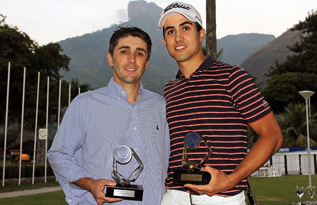    Conrado, o vice-campeão, e Tomaz, que virou o jogo: destaques no Aberto do Golfe do Rio de Janeiro