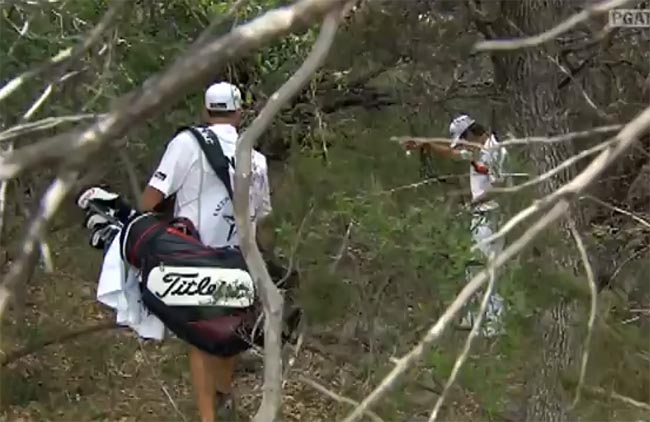   Kevin Na num mato sem cachorro, no Texas: dia de cão no golfe rendeu manchetes no mundo todo