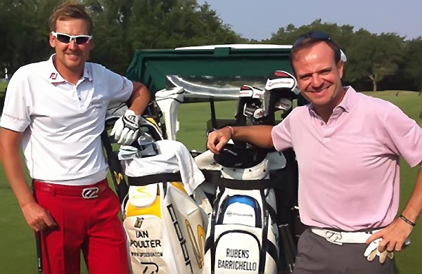    Ian Pouter e Rubens Barrichllo: jogando golfe em Lake Nona para relaxar antes do GP do Canadá