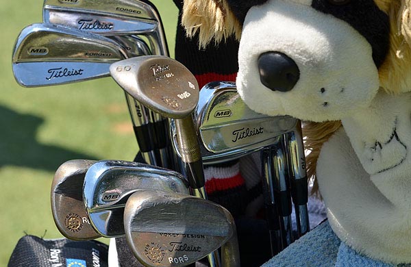    Close da bolsa de Rory MCIlroy no US Open de golfe de 2011: Titleist de ponta a ponta