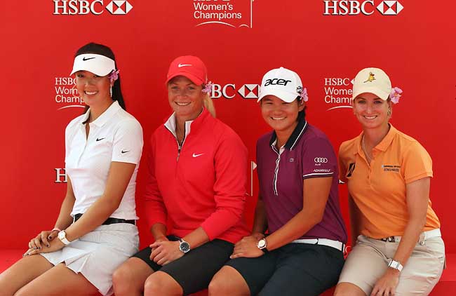 Wie, Pettersen, Tseng e Webb: elite feminina no torneio de golfe do HSBC. Foto: Getty Images