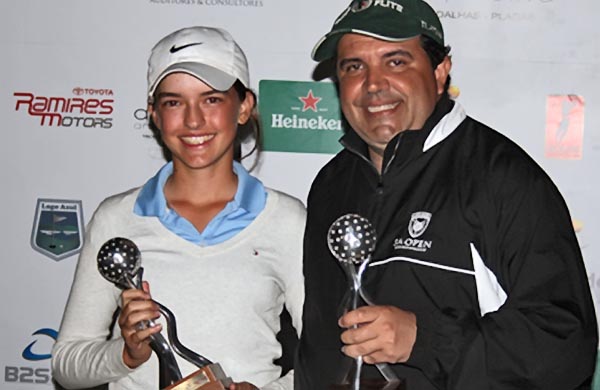 Luiza e Renato: campeões de ponta a ponta do torneio de golfe válido para os rankings paulistas