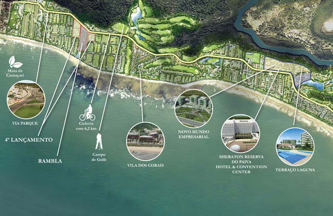   Master plan da Reserva do Paiva e do campo de golfe que Greg Norman vai construir em Pernambuco - Imagem Odebrecht 