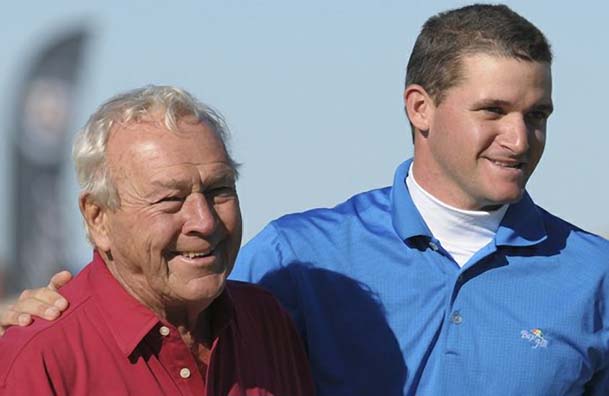   Palmer e seu neto: ace de Saunders foi conseguido no campo de golfe do avô, em La Quinta