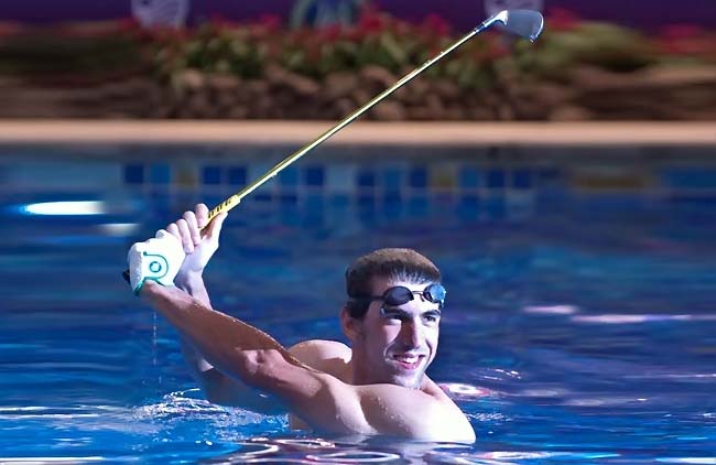 Phelps entrando no clima do golfe: viajar o mundo para joga nos melhores campo com Haney como professor