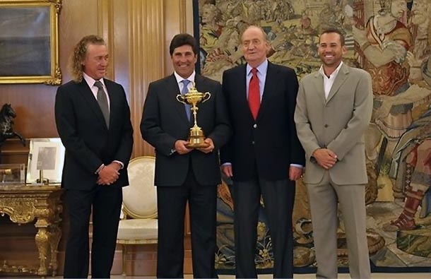 Olazábal, Jimenez, Juan Carlos e Garcia: heróis do golfe espanhol na Ryder Cup com seu Rei