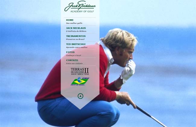  Site da Jack Nicklaus Academy: moderno e funcional, com tudo o que você precisa saber sobre o local