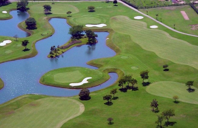 Vista aérea do campo do Broa: desafio e boa acolhida no Aberto de Golfe do resort de Itirapina